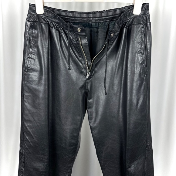 Vintage 1990’s 'Sears The Men's Store' Black Leather Cowhide Biker Pants • M/L - Picture 4 of 15